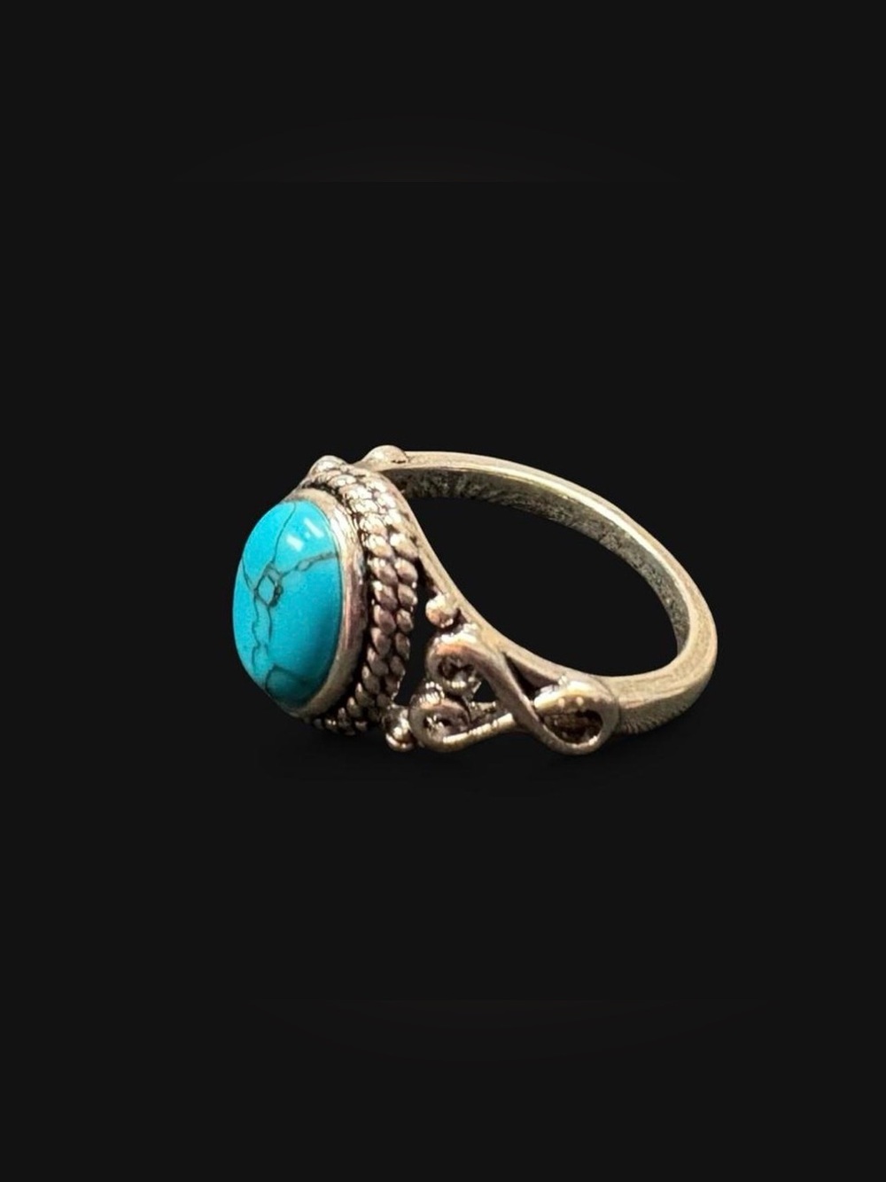 Bohemian Statement Ring Featuring Oval Turquoise Size 6